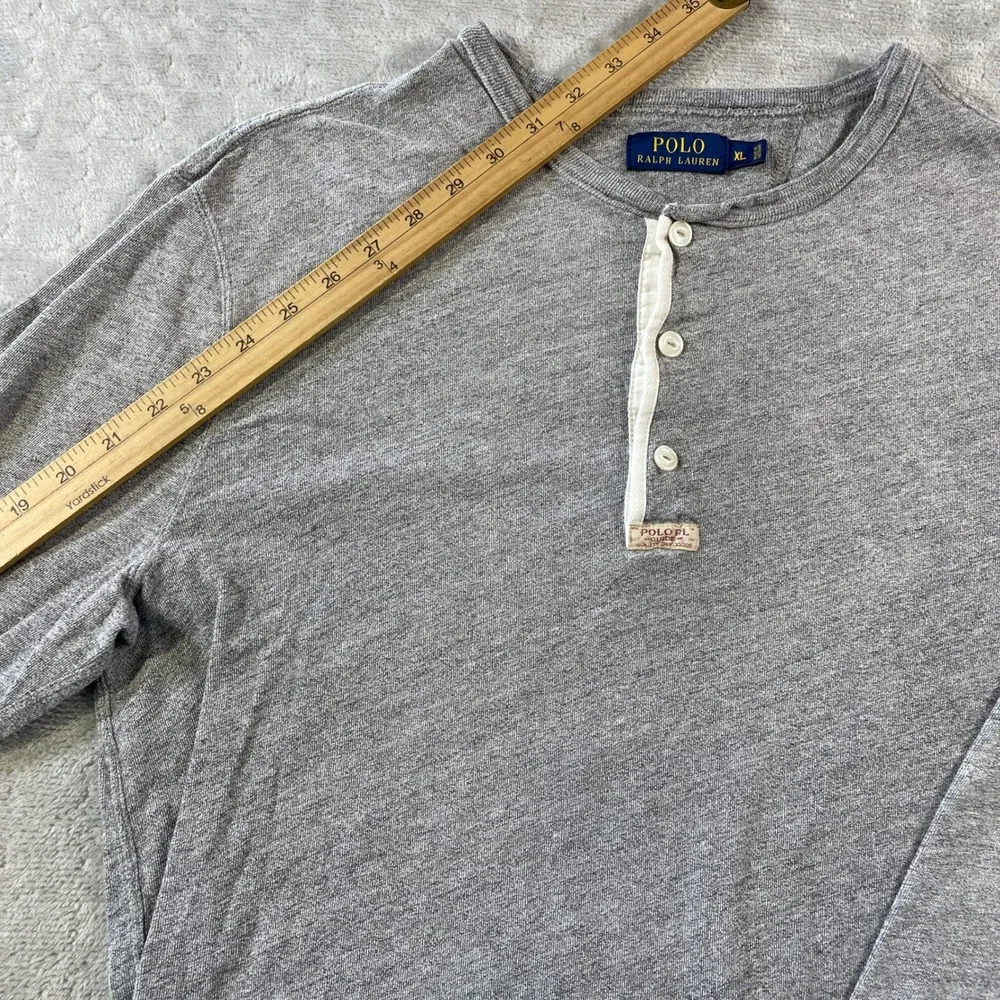 Polo Ralph Lauren Henley Shirt  Mens XL Gray Long Sleeve Classic Preppy School